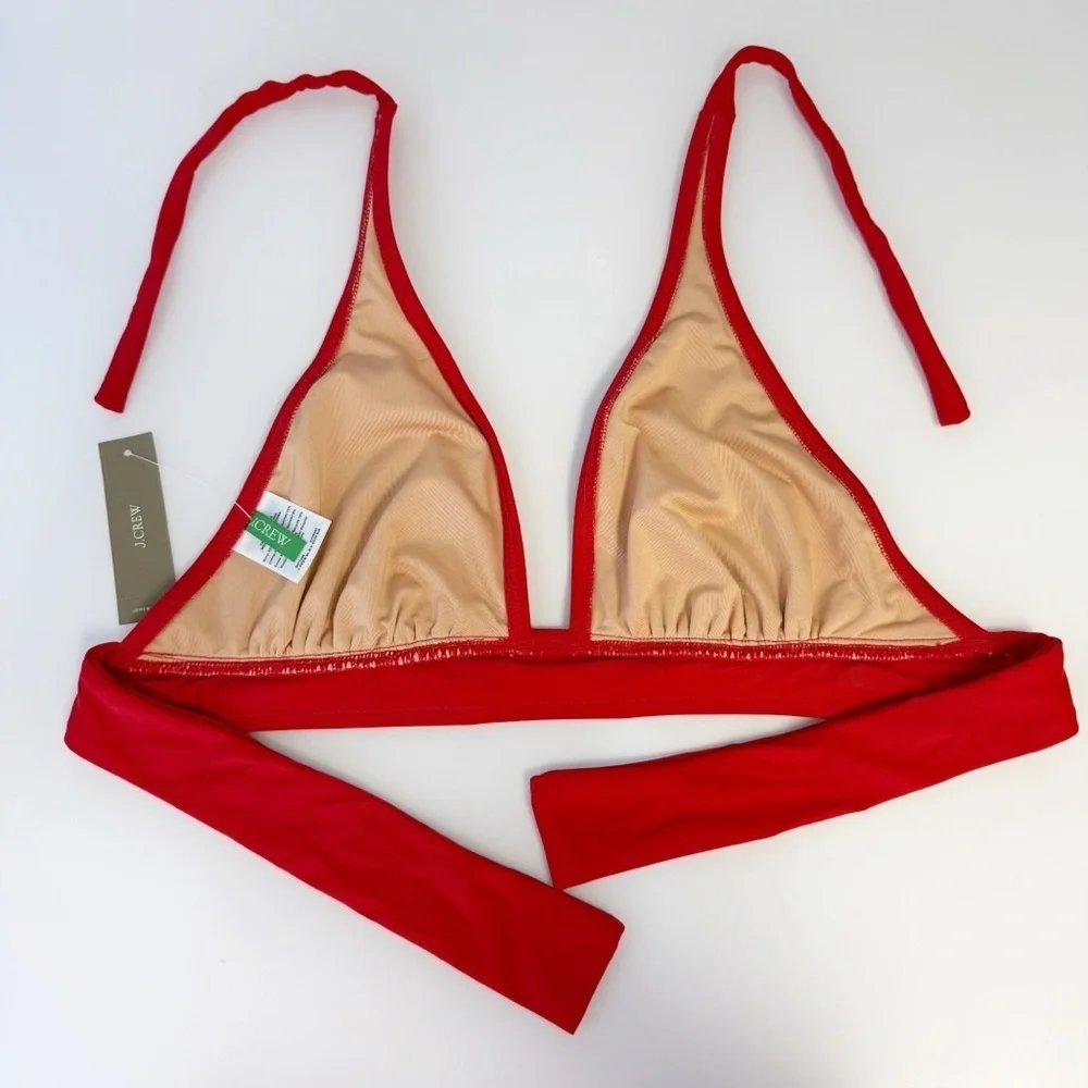 J. Crew Vibrant Red DD Halter Tie-Back Bikini Top Women’s Extra Extra Small XXS